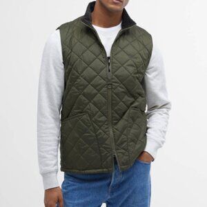 Barbour Men's Olive Green Monty Quilted Gilet Full Zip Vest Size XXL